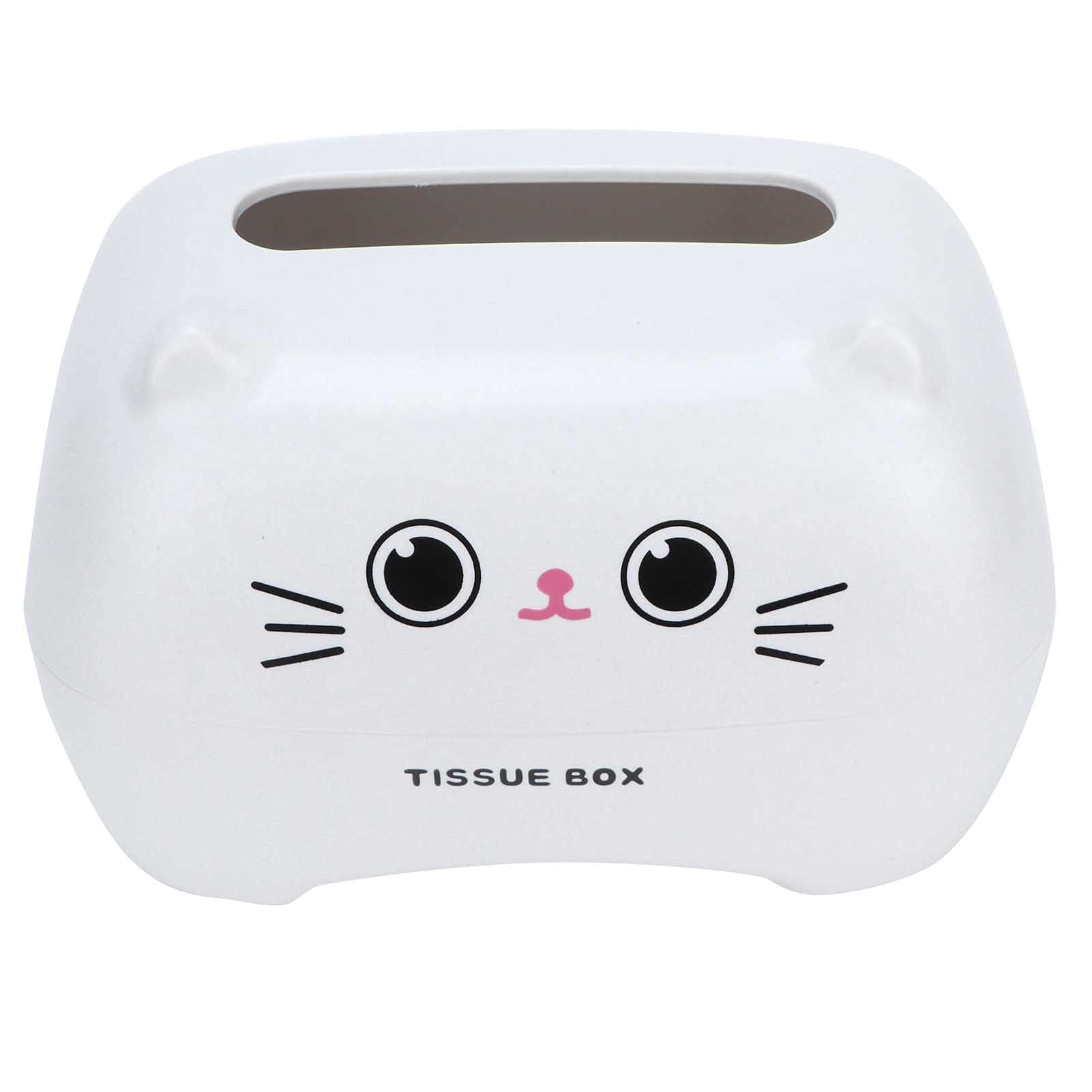 Cartoon Tissue Box Cover - White Cat Design | Moisture-Proof & Dust-Proof Paper Towel Holder with Detachable Base | Perfect for Bedroom, Living Room & Bathroom Decor