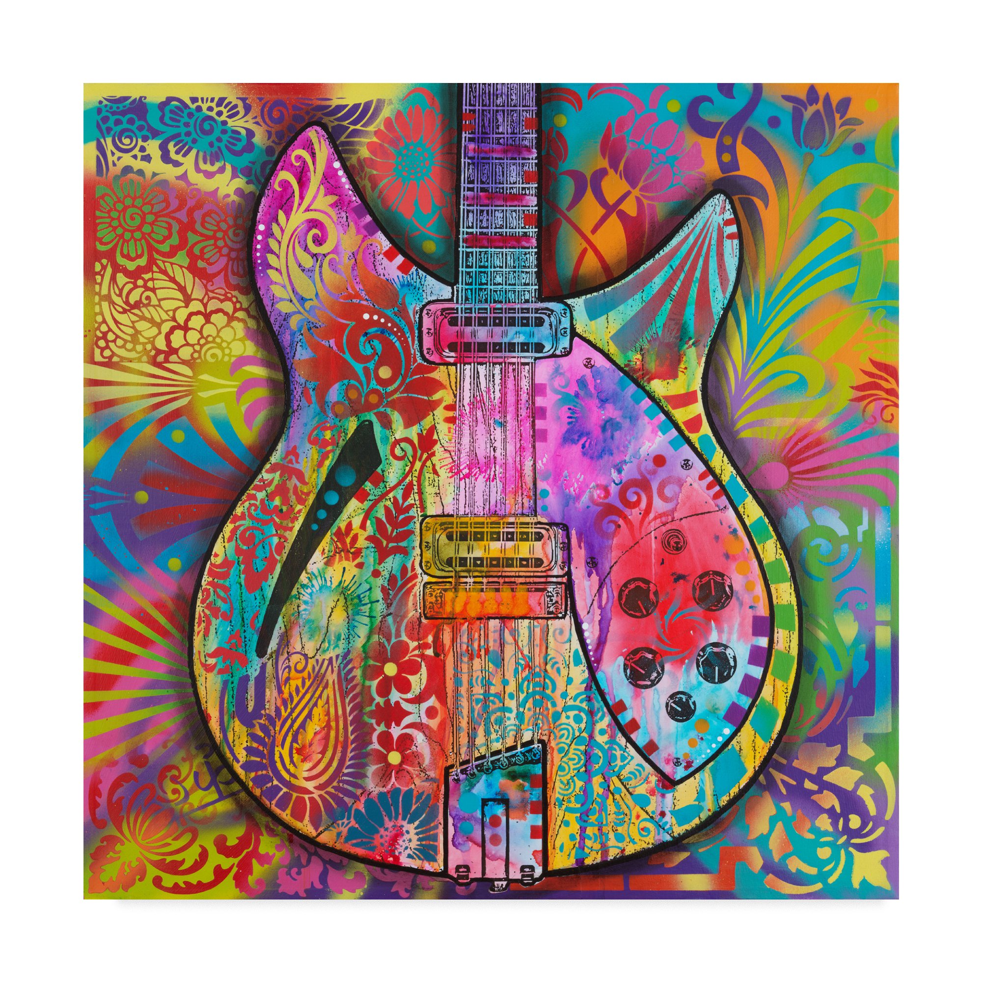Vintage 12 String Acoustic Guitar by Dean Russo - 35x35 Inch Large Wall Art for Home Decor, Music Room, Studio & Office - Perfect Gift for Musicians & Guitar Lovers