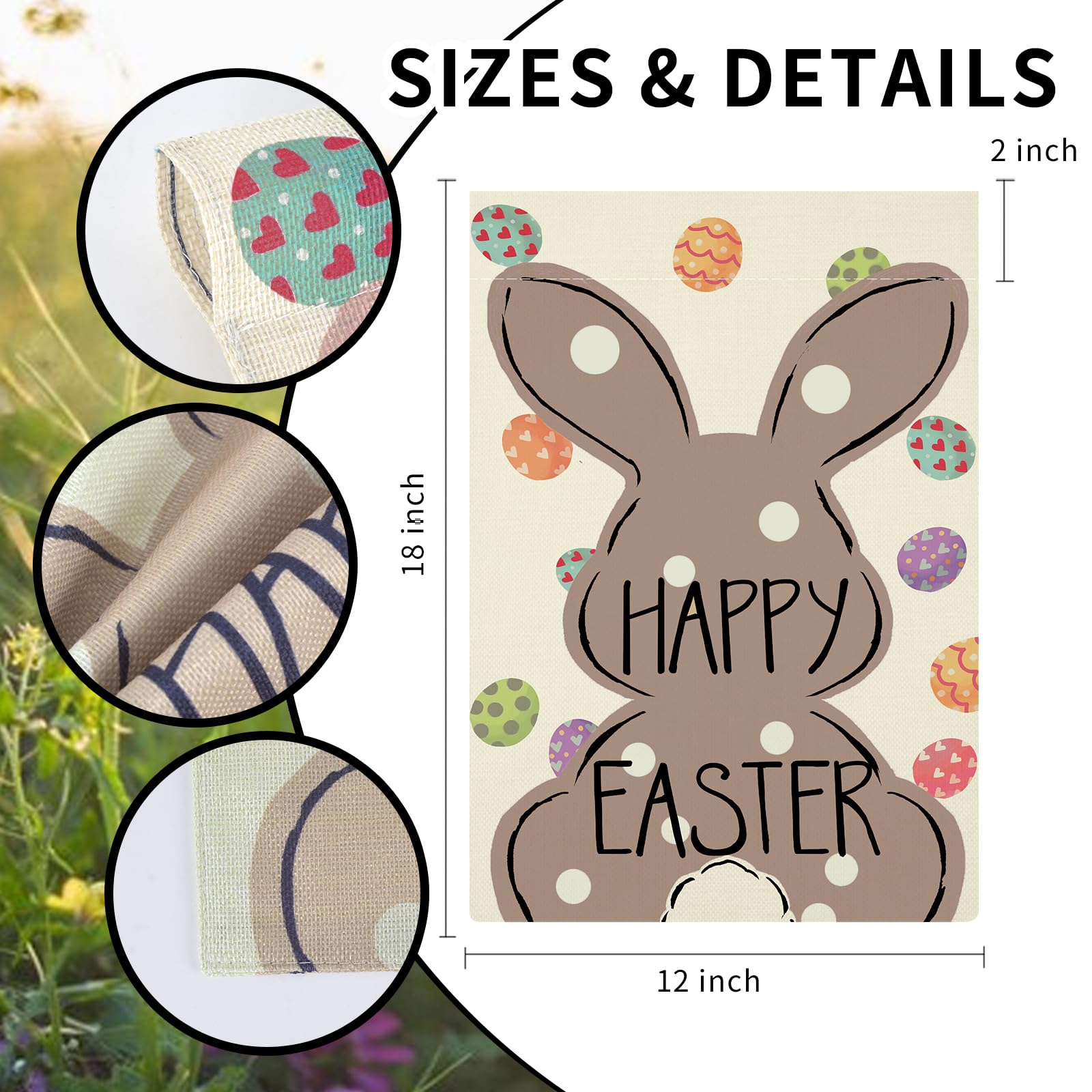 12x18 Inch Double Sided Easter Garden Flag - Happy Easter Bunny Yard Decoration for Spring Holiday Outdoor Decor | Perfect for Front Porch, Lawn, Garden & Seasonal Festivities