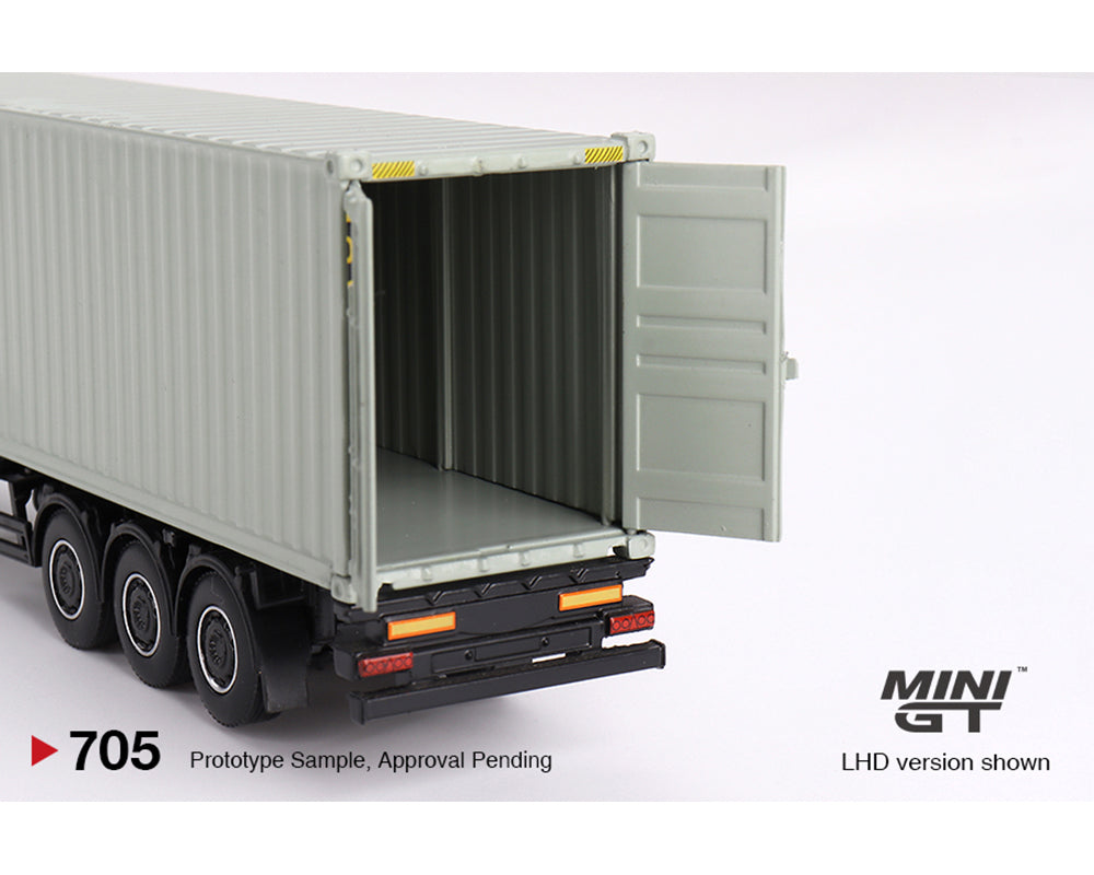 MINI GT 1/64 Scale Mercedes Benz Actros Truck with 40 Ft Dry Container - UPS Europe Livery - Diecast Model Car for Collectors & Display | Perfect for Diorama, Model Train Layouts & Toy Car Collections