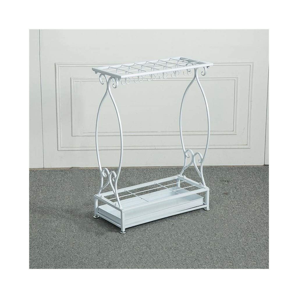 21-Hole Metal Umbrella Stand - Heavy Duty Multifunctional Umbrella Holder for Hotel Lobby, Office & Home Entryway - White (Perfect for Wet Umbrella Storage in High Traffic Areas)