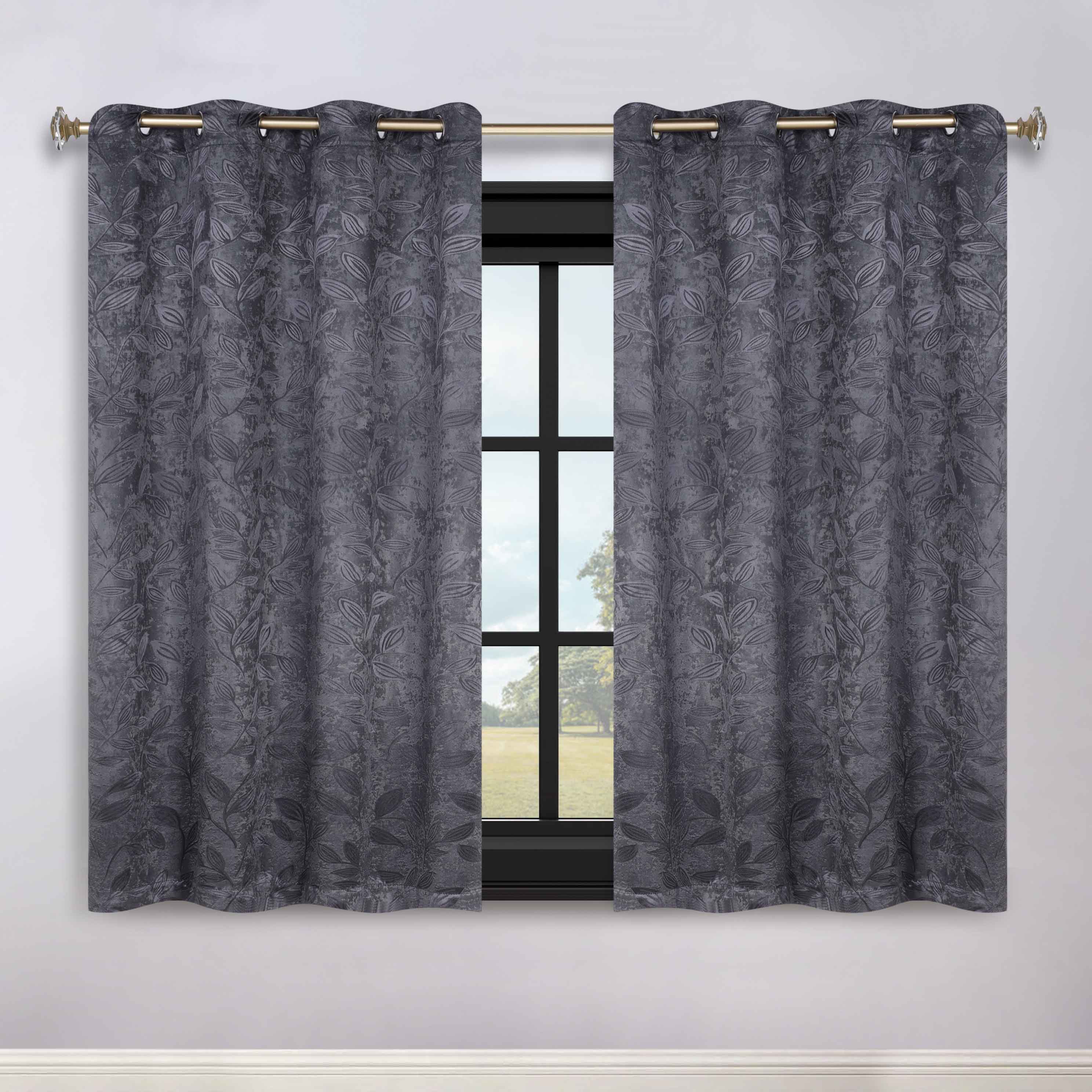 Leaves Grommet Blackout Curtains Set of 2 - Thermal Insulated Room Darkening Drapes for Bedroom & Living Room - Noise Reducing Window Treatment for Home Decor