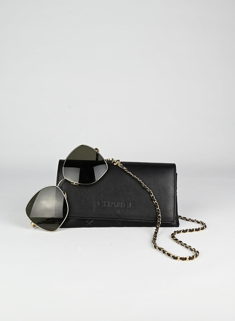 Chanel Square Chain Sunglasses - Luxury Designer Sunglasses for Women - Perfect for Beach, Travel & Fashion Accessories