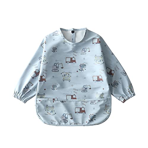 Waterproof Baby Bibs for Infants & Toddlers - Long Sleeve Feeding Bib with Food Catcher, Super Soft & Easy to Clean - Perfect for Messy Meals, Baby-Led Weaning & On-the-Go Feeding