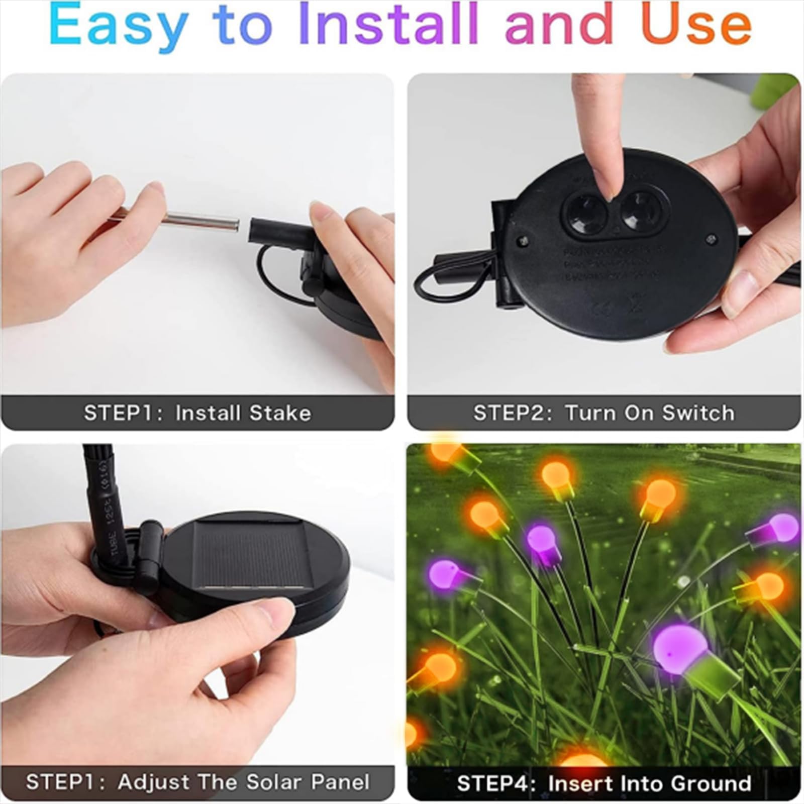 Albelt 6-Pack Solar Firefly Lights Outdoor Decorations - Wind Swaying, 48 LED Waterproof Garden Lights (Orange & Purple) for Halloween, Yard, Patio, Pathway - Perfect for Party Decor, Landscape Lighting & Nighttime Ambiance