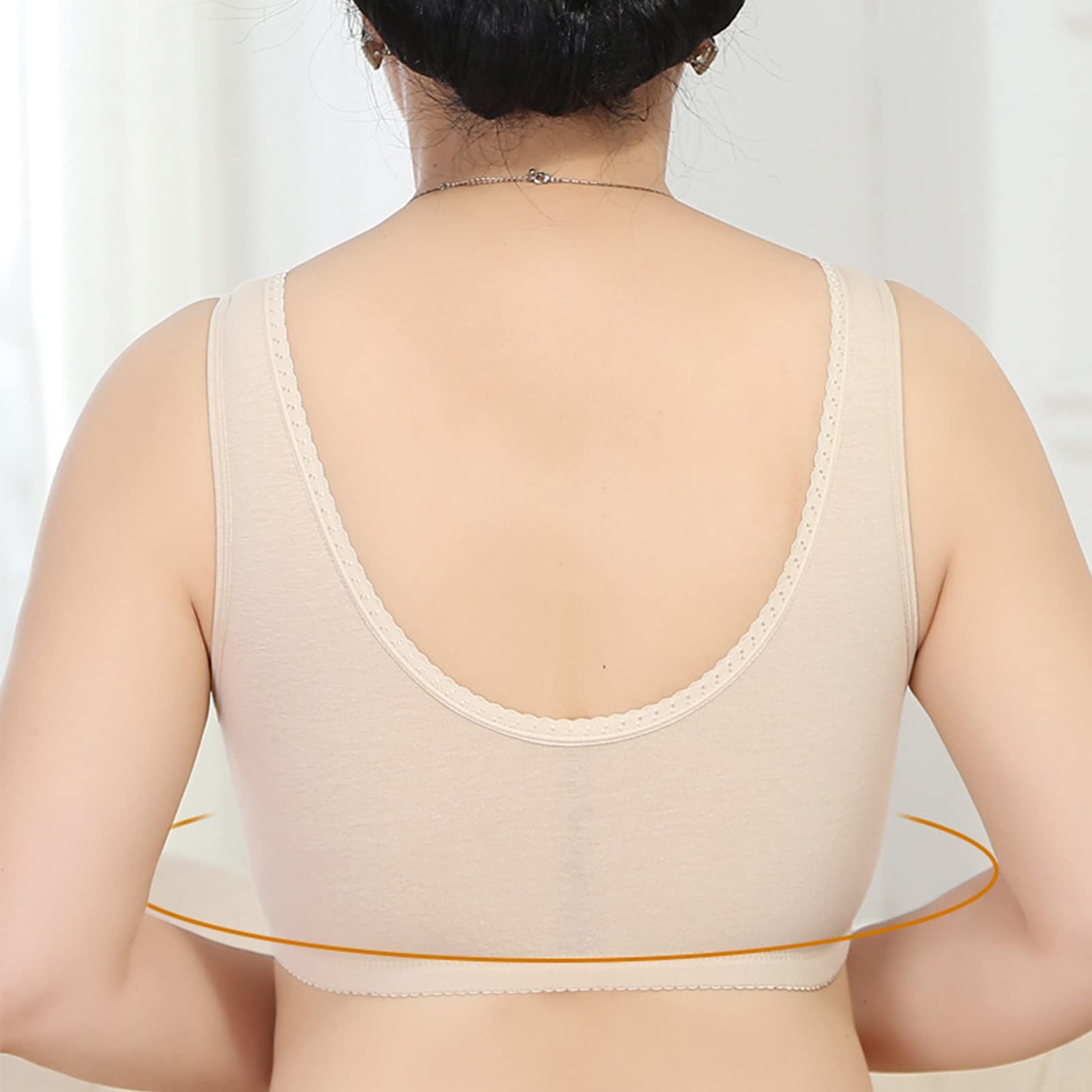 2 Pack Women's Breathable Pure Cotton Bralette - Post Surgery Front Closure Wireless Sleep Bras for Comfort & Recovery - Perfect for Nightwear, Lounging and Healing After Procedures