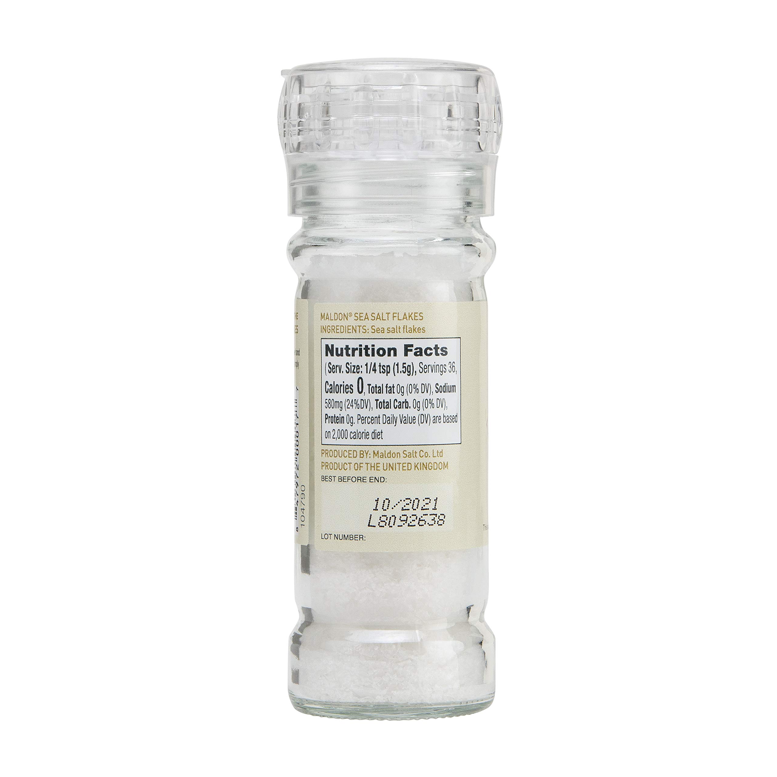 **Maldon Sea Salt Grinder Refillable 55g (6 Pack) - Adjustable Kosher Natural Handcrafted Gourmet Pyramid Crystal Salt for Cooking, Baking & Seasoning - Perfect for Chefs & Home Kitchens**