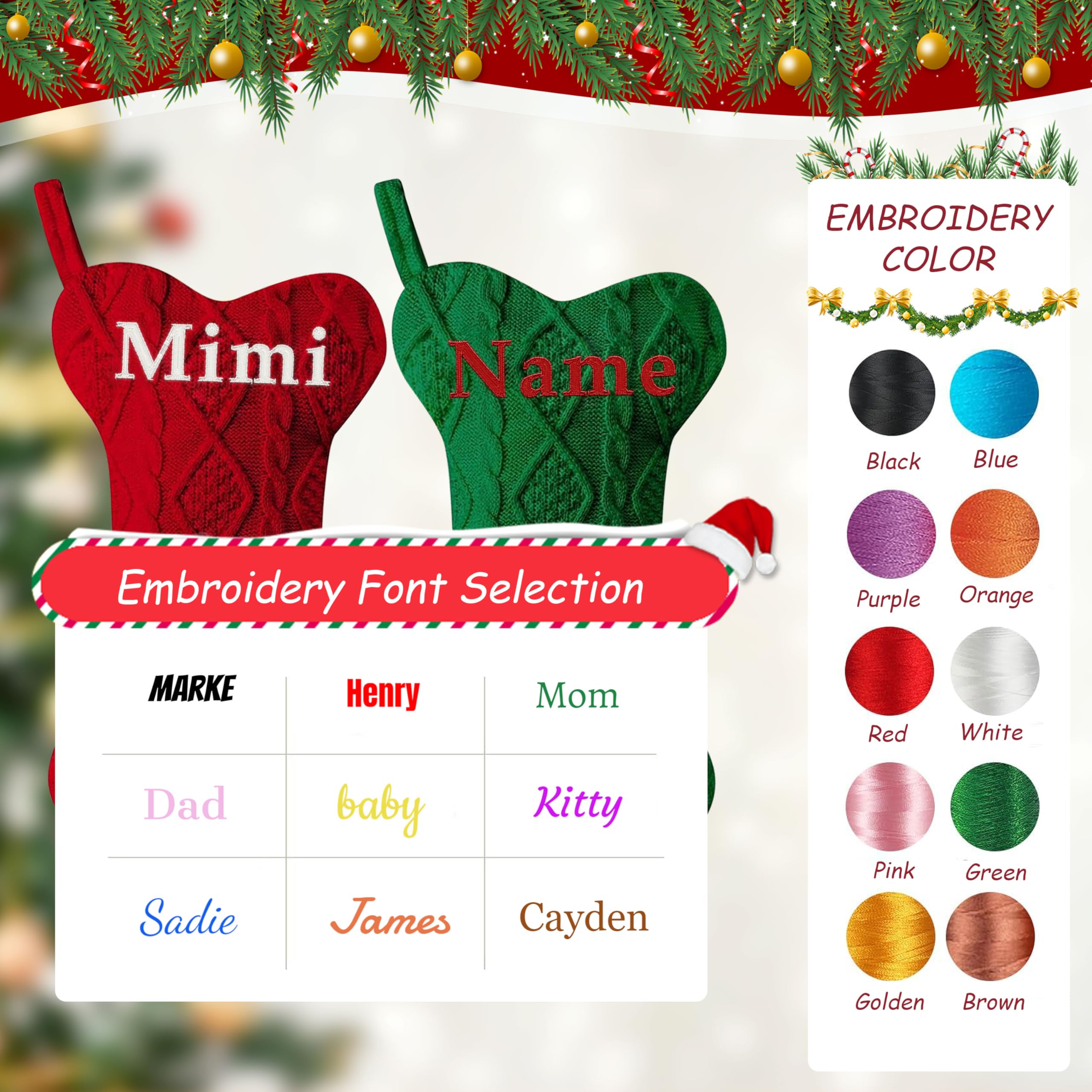 Personalized Pet Christmas Stocking - Large Custom Embroidered Name Stocking for Dogs & Cats, Bone-Shaped Holiday Stocking for Fireplace Decor - Perfect for Family Christmas Celebrations & Pet Lovers Gift (1 Piece)