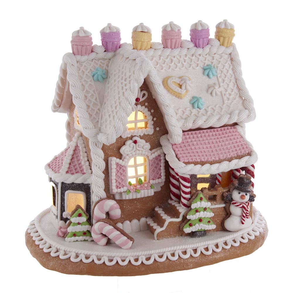 Kurt S. Adler 9-Inch LED Lighted Gingerbread House Christmas Decoration - Multi-Color Holiday Decor for Home, Office & Party