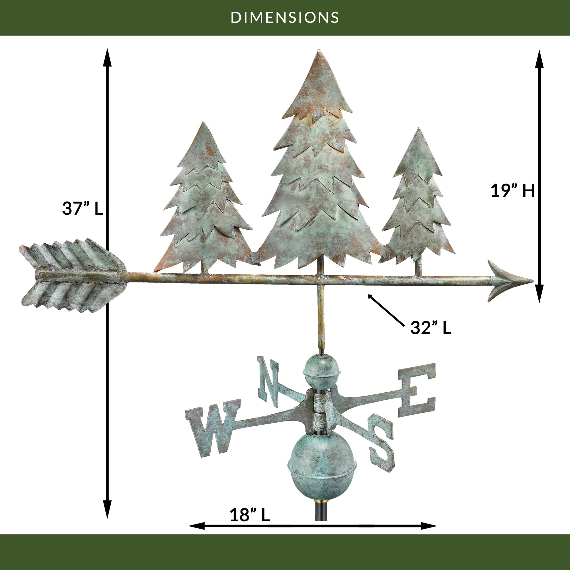 Handcrafted Pine Tree Weathervane for Outdoor Garden Decor - Rustic Farmhouse Style Wind Direction Indicator for Yard, Farm, or Roof