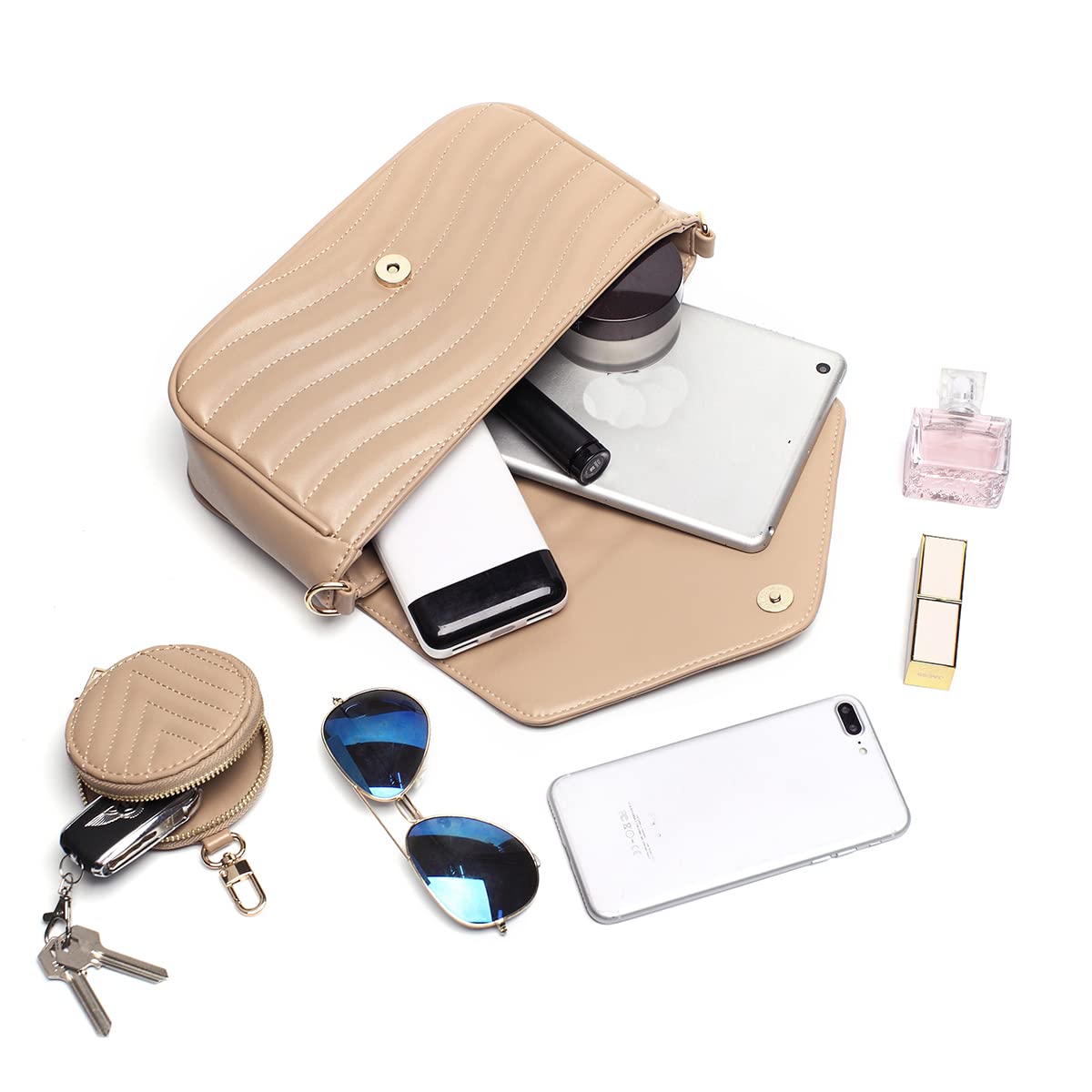 Stylish Quilted Crossbody Bag for Women - Multi-Functional Designer Purse with Detachable Coin Purse & 2 Size Options | Perfect for Daily Use, Travel, and Special Occasions