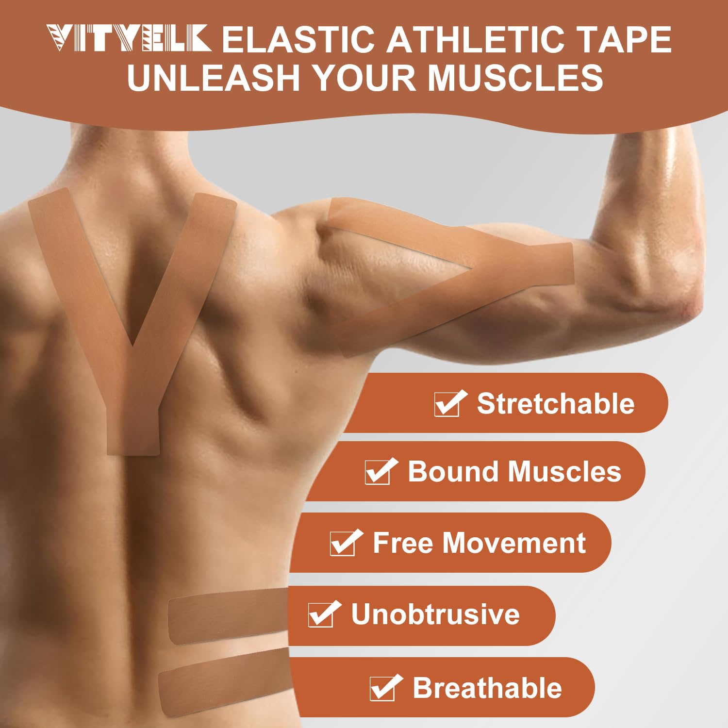 Premium Elastic Kinesiology Tape (2 Rolls) - Hypoallergenic Cotton Waterproof Athletic Tape for Muscle Pain Relief & Joint Support - 2 Inch x 16ft per Roll (Purple) - Ideal for Sports Recovery, Physical Therapy & Injury Prevention
