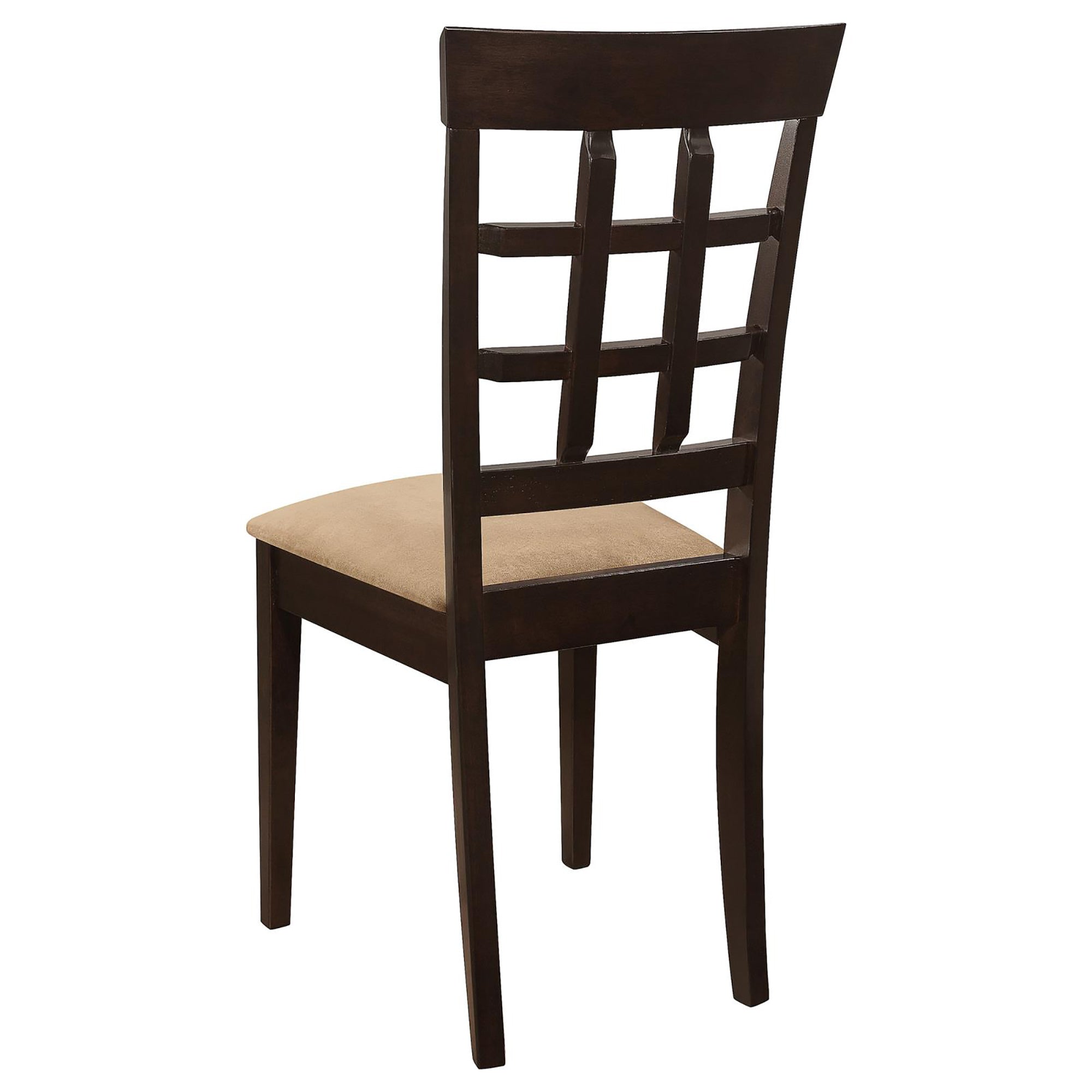 Modern Cappuccino & Beige Lattice Back Dining Chairs (Set of 2) - Stylish Kitchen & Dining Room Furniture for Home Decor, Restaurant, Cafe, and Office Use