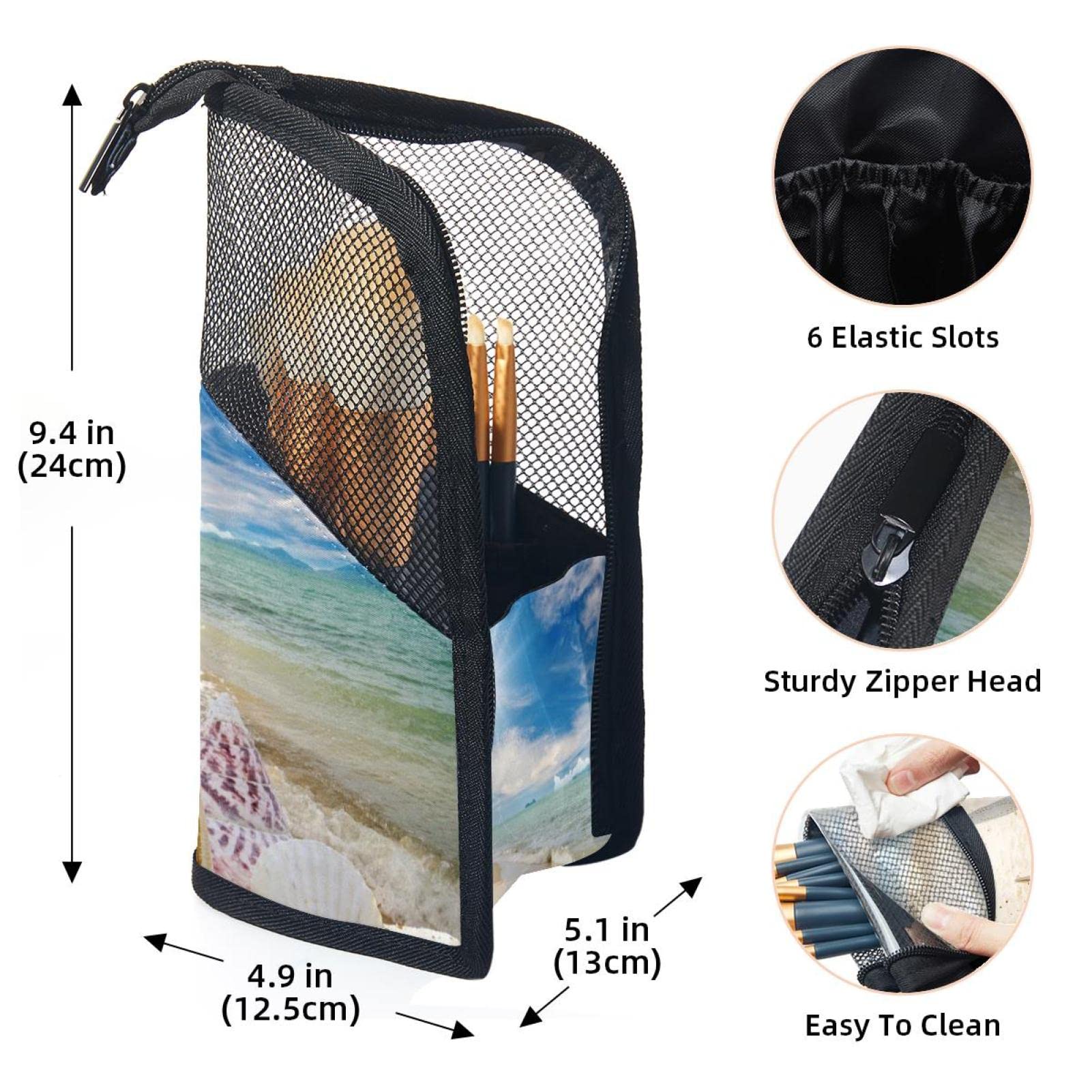 12-Piece Makeup Brush Organizer Bag with Shell & Cloud Design - Portable Cosmetic Brush Holder Case for Travel, Home & Professional Use