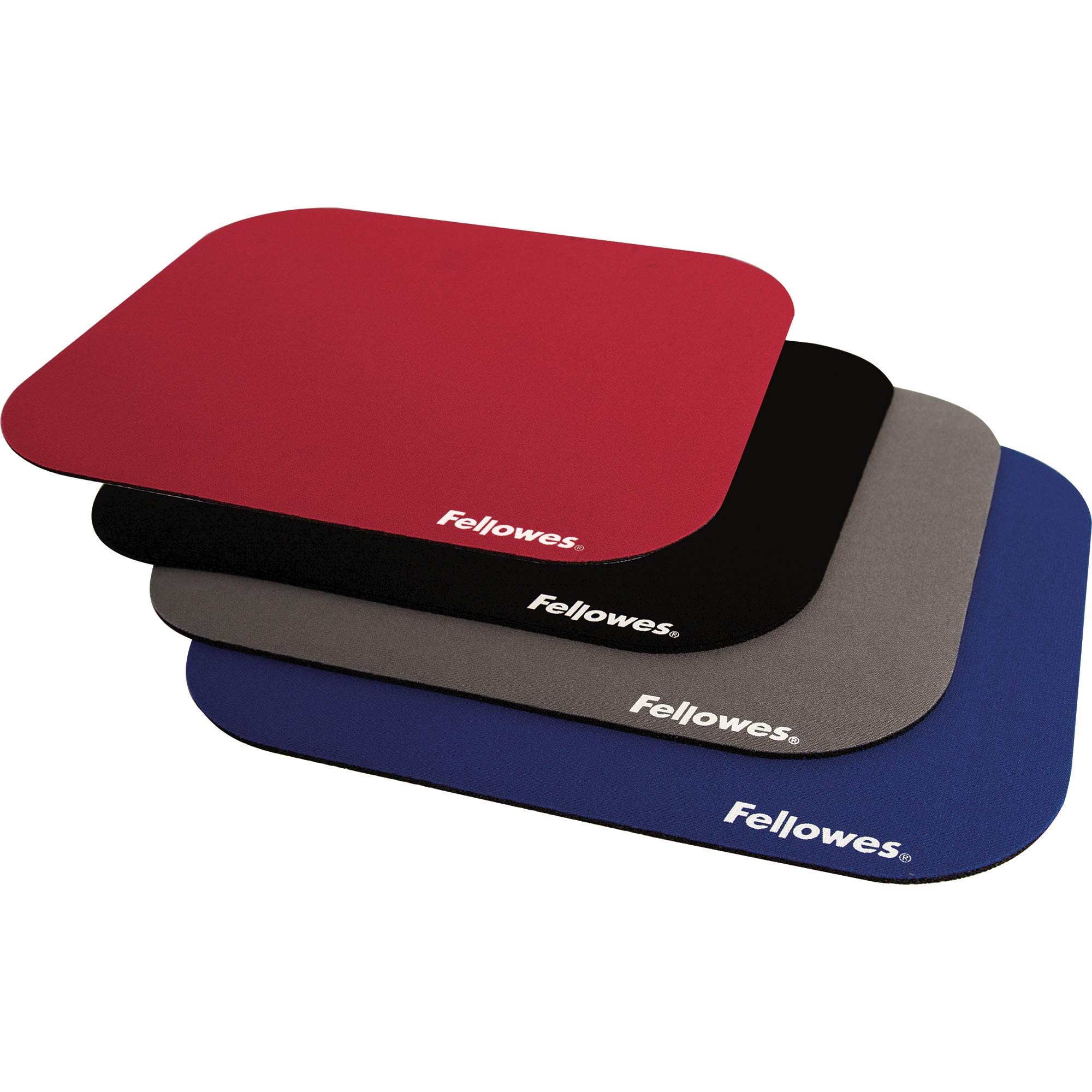 Fellowes Basic Red Mouse Pad - Non-Slip Rubber Base, Smooth Tracking Surface for Office & Gaming Use