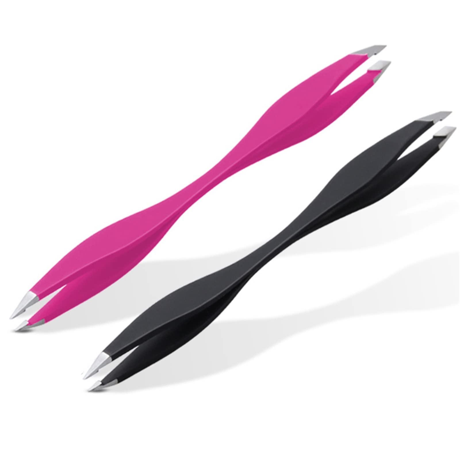 Professional Rose Red Hair Removal Tweezers - Double Ended Eyebrow & Eyelash Tweezer for Makeup, Beauty & Anti-Static Eyelash Extensions | Perfect for Salon, Home Use & Travel Makeup Kit