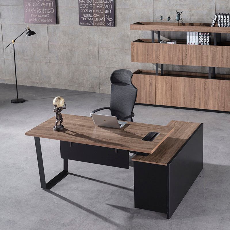 ADRIANO Executive Office Desk with Left Return - 160cm & 180cm Light Brown Wooden L-Shaped Desk for Home Office & Workspace