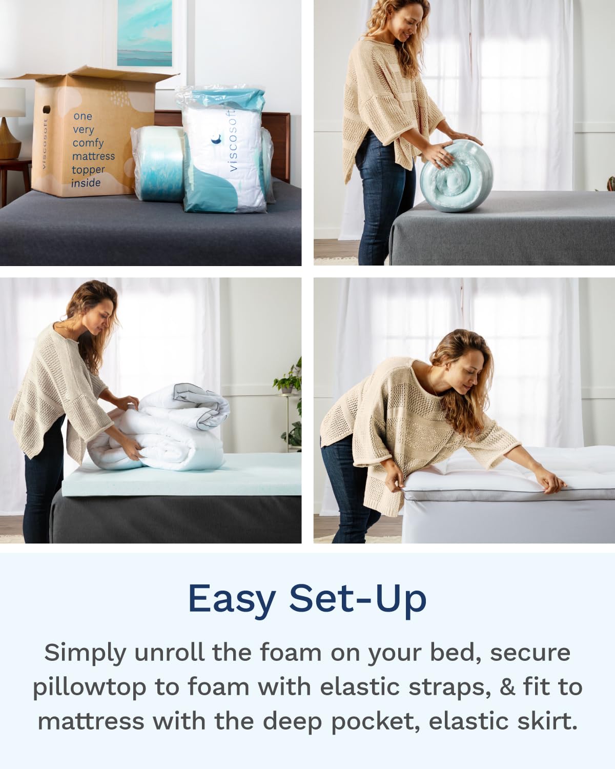 ViscoSoft 4 Inch Cooling Hybrid Memory Foam Mattress Topper - California King Size, Dual Layer Pillow Top with CertiPUR-US Certification | Perfect for Hot Sleepers & Pressure Relief, Enhances Comfort on Any Bed