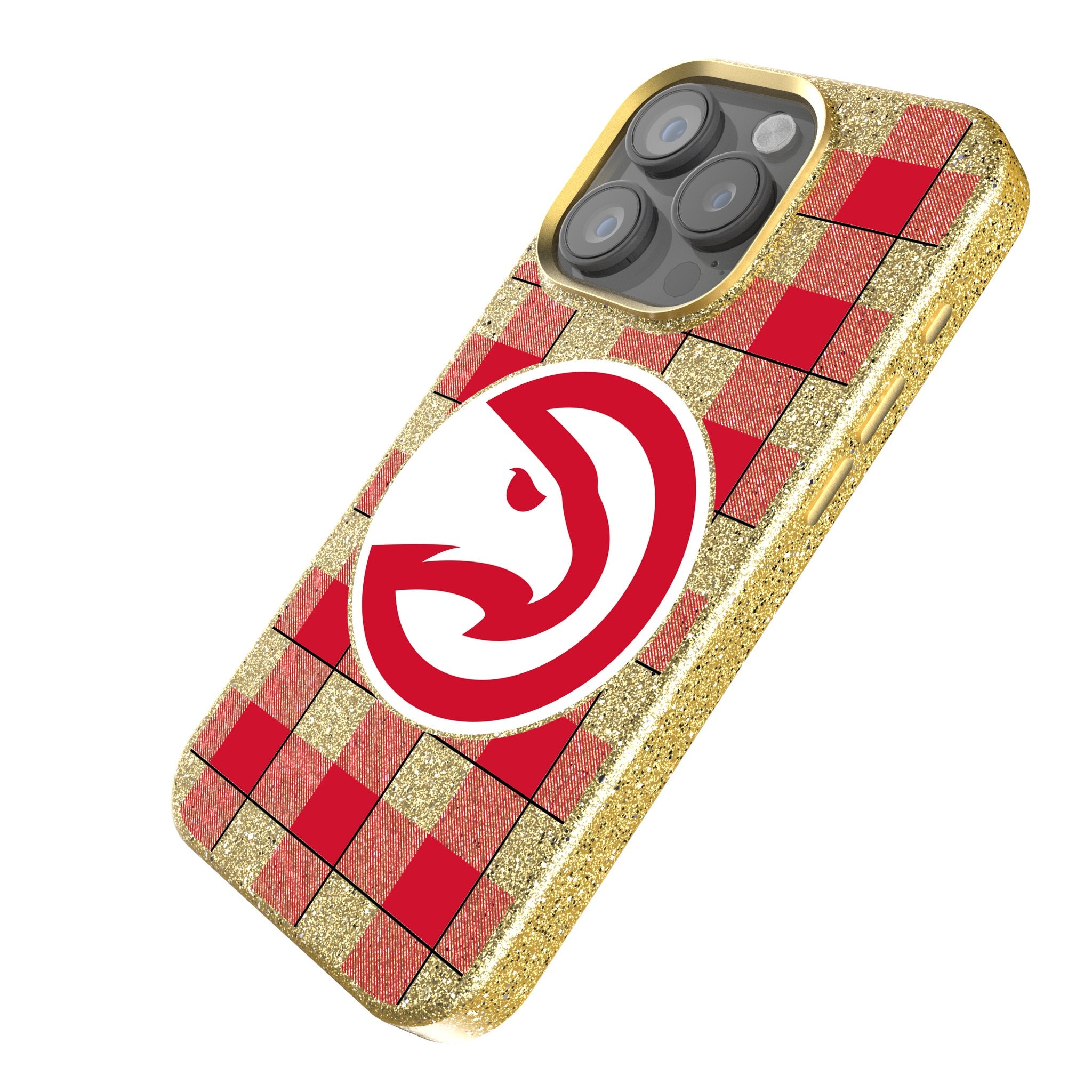 Atlanta Hawks Plaid Rhinestone Phone Case - Stylish & Protective Cover for iPhone & Android - Perfect for Basketball Fans & Game Days