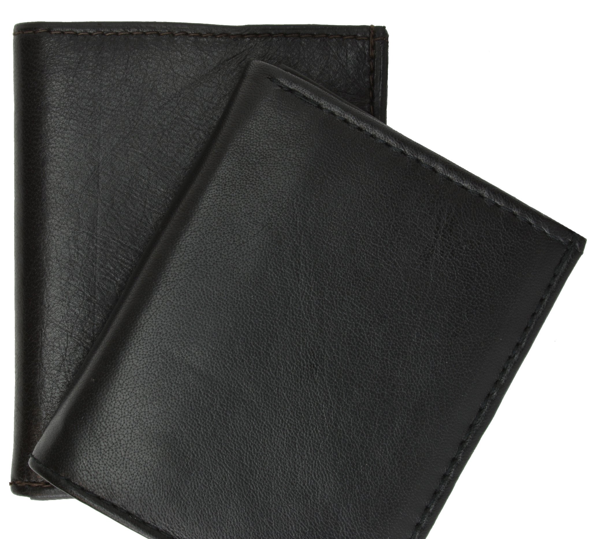 Premium Dual ID Window Men's Leather Wallet with RFID Blocking - Slim Bifold Card Holder for Credit Cards & Cash (Black #2512) - Perfect for Business, Travel & Everyday Use