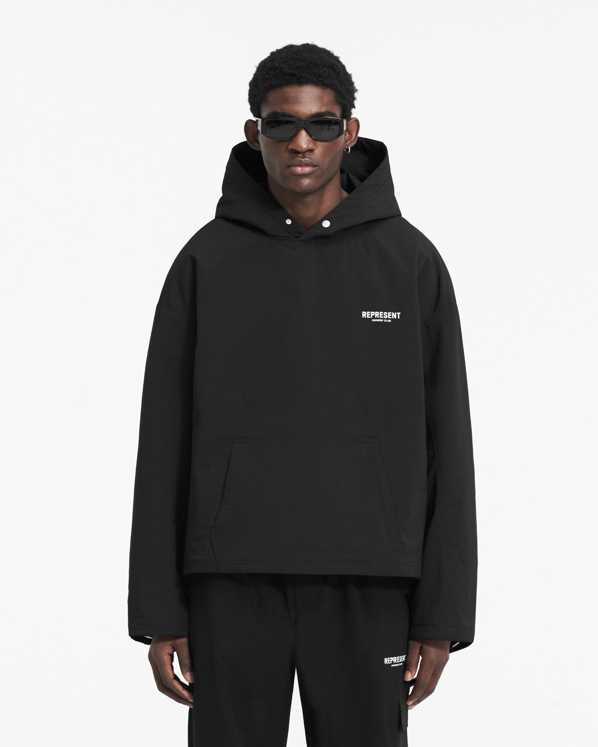 Represent Owners Club Hooded Pullover Jacket - Black | Streetwear Fashion Hoodie for Men & Women | Perfect for Casual Outfits, Gym Wear and Urban Street Style