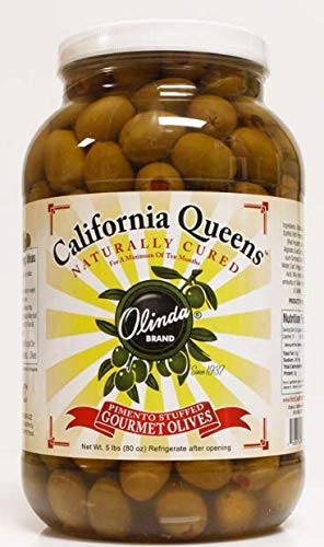 Olinda Pimento Stuffed Olives - 1 Gallon Bulk Pack (4 Jars) - Perfect for Cocktail Garnishes, Charcuterie Boards & Mediterranean Recipes