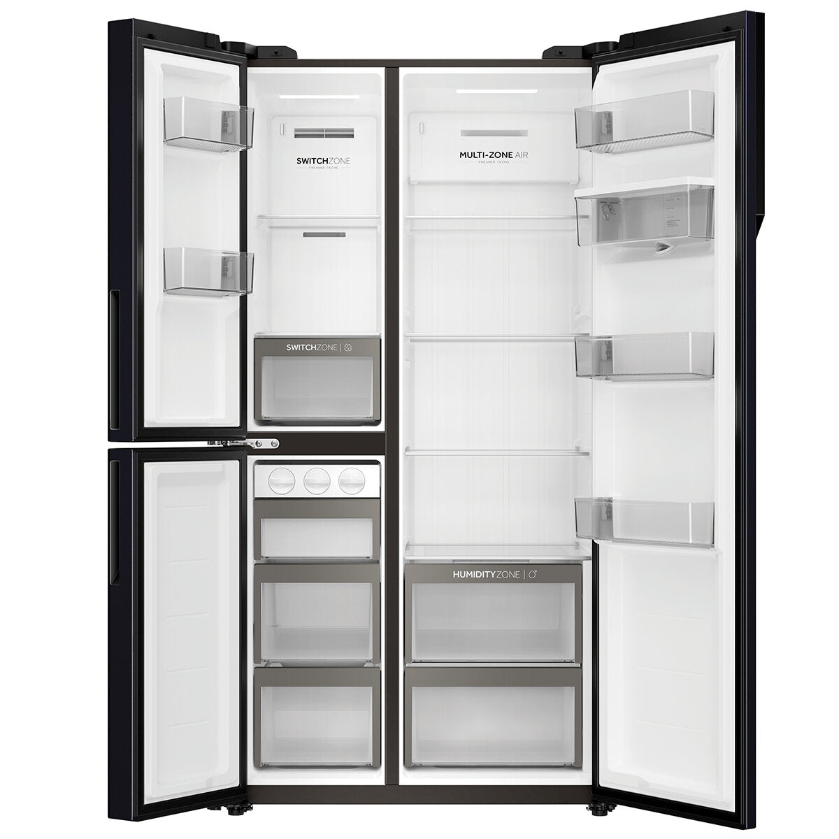 Haier 574L Side by Side Refrigerator - 3 Doors, Non-Plumbed Water Dispenser, Black (HRF575XHC) - Perfect for Kitchens, Offices, and Large Families