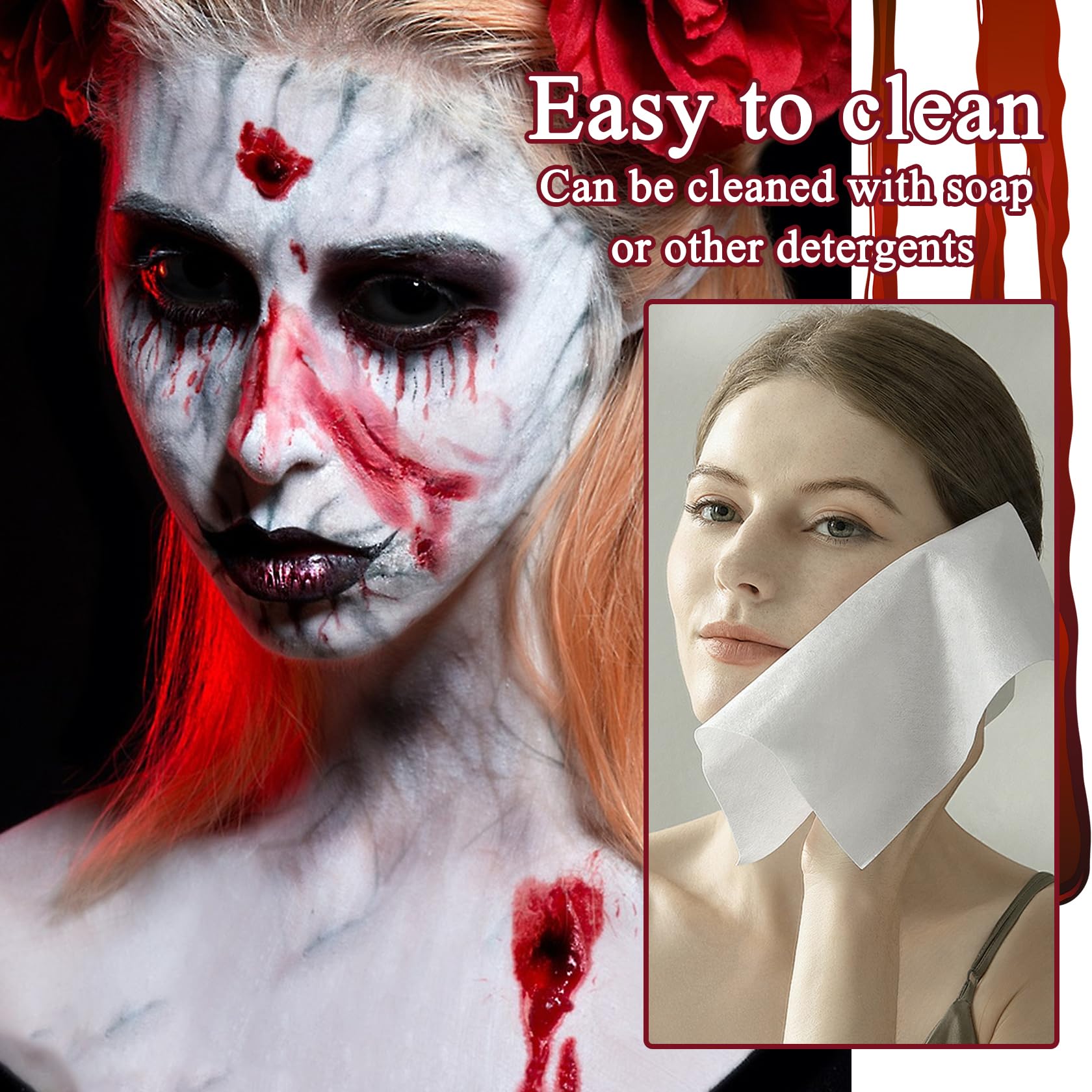 Realistic Fake Liquid Blood - Washable Halloween SFX Makeup for Zombie, Vampire & Monster Costumes | Perfect for Cosplay, Theater & Bride Dress Up | Great for Halloween Parties, Haunted Houses & Horror Events