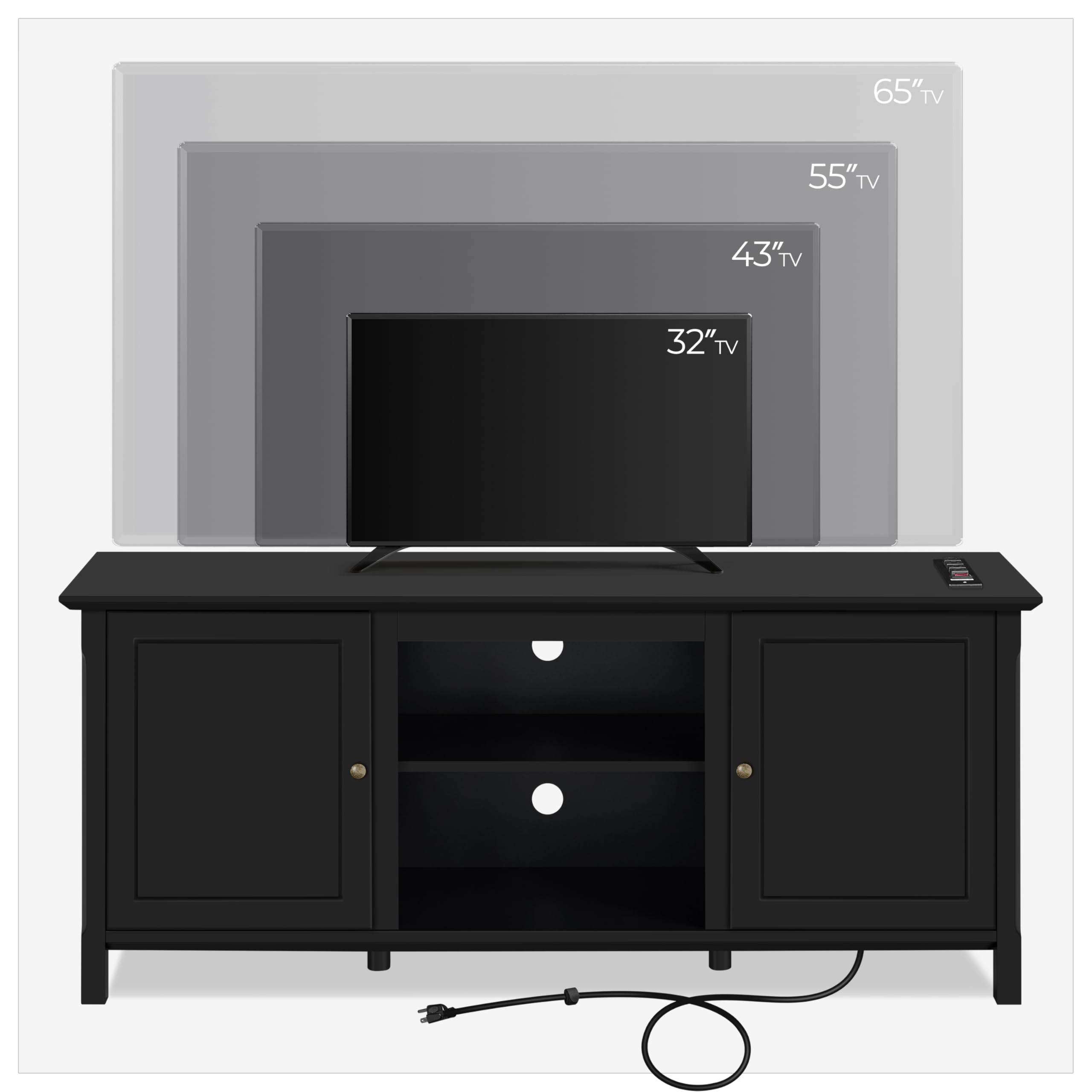 Yaheetech 65 Inch TV Stand with Power Outlet - Modern Black Entertainment Center & TV Console Table for Living Room, Bedroom - Sturdy TV Cabinet with Storage Shelves for Home Theater Setup & Media Organization