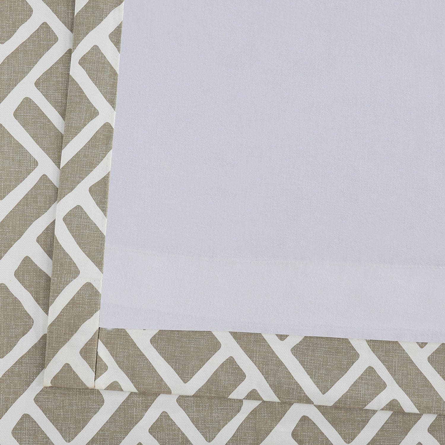 Martinique Taupe Geometric Printed Cotton Blackout Curtains for Living Room, Bedroom & Nursery - Light Blocking, Noise Reducing, Thermal Insulated Window Drapes
