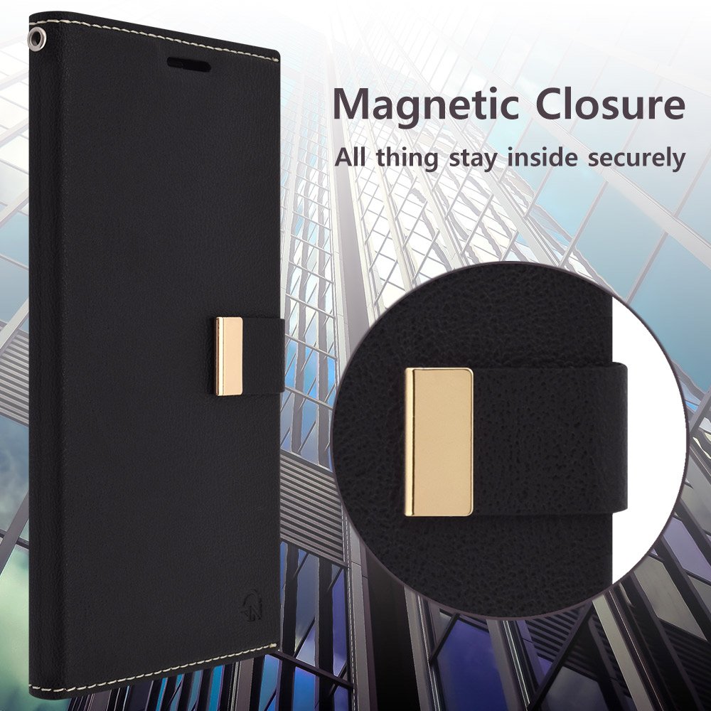 Qoosan Premium PU Leather Wallet Case for iPhone 11 Pro Max 6.5 Inch - Magnetic Flip Cover with Card Slots, Kickstand & Secure Closure | Protective Folio for Apple iPhone 11 Pro Max (Black) - Perfect for Daily Use, Travel & Hands-Free Viewing