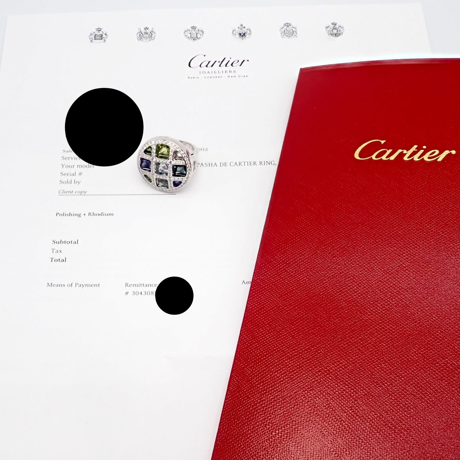 Cartier Pasha 18k White Gold Diamond & Color Stone Ring - Size 6 (52) with Original Box & Papers - Luxury Jewelry for Weddings, Anniversaries & Special Occasions