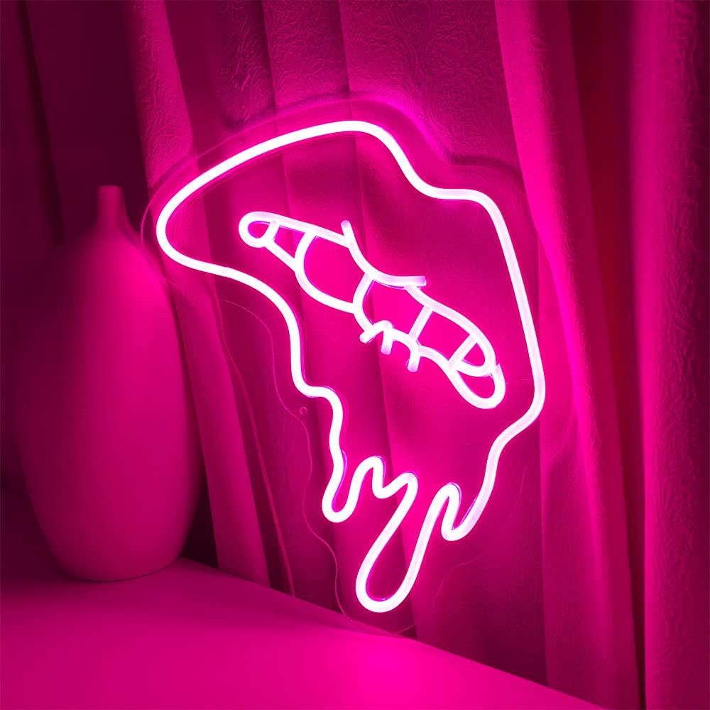 Large Lips LED Neon Sign - Pink Kiss Love Wall Light for Bedroom & Living Room Decor, Girls Room Accessory, Party Art Gift, Christmas Home Decoration (15.7