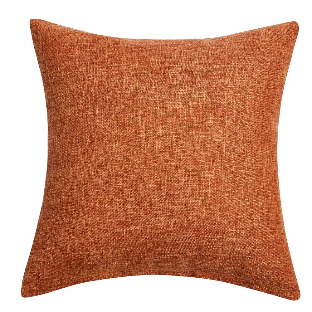 Anickal 24x24 Inch Thanksgiving Pillow Covers Set of 2 - Burnt Orange Rustic Linen Square Throw Pillow Cases for Couch, Sofa & Farmhouse Decor - Fall Home Decorations for Thanksgiving, Autumn & Seasonal Living Room Accents