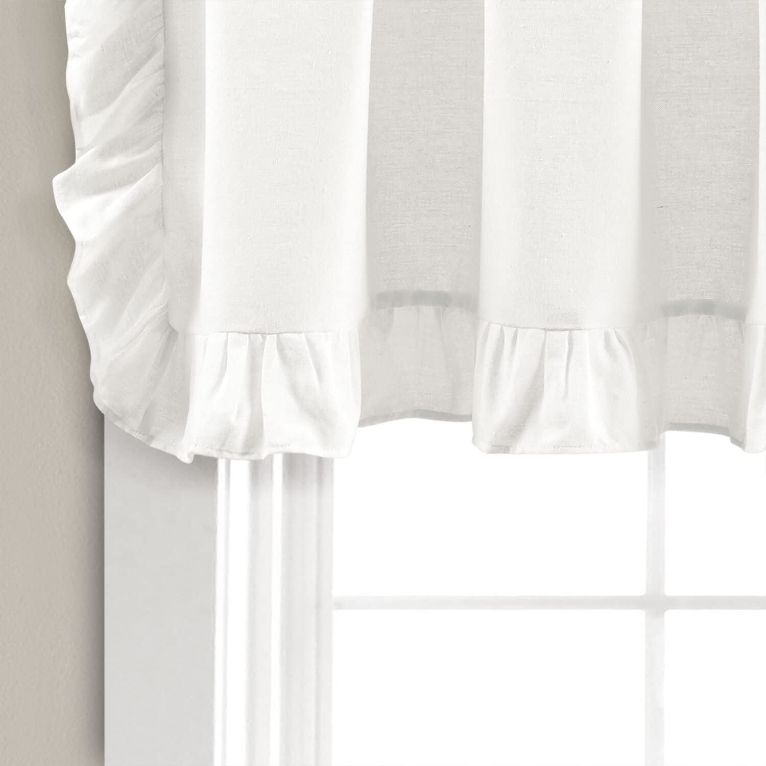 Lush Decor White Linen Ruffle Curtain Valance 58x18