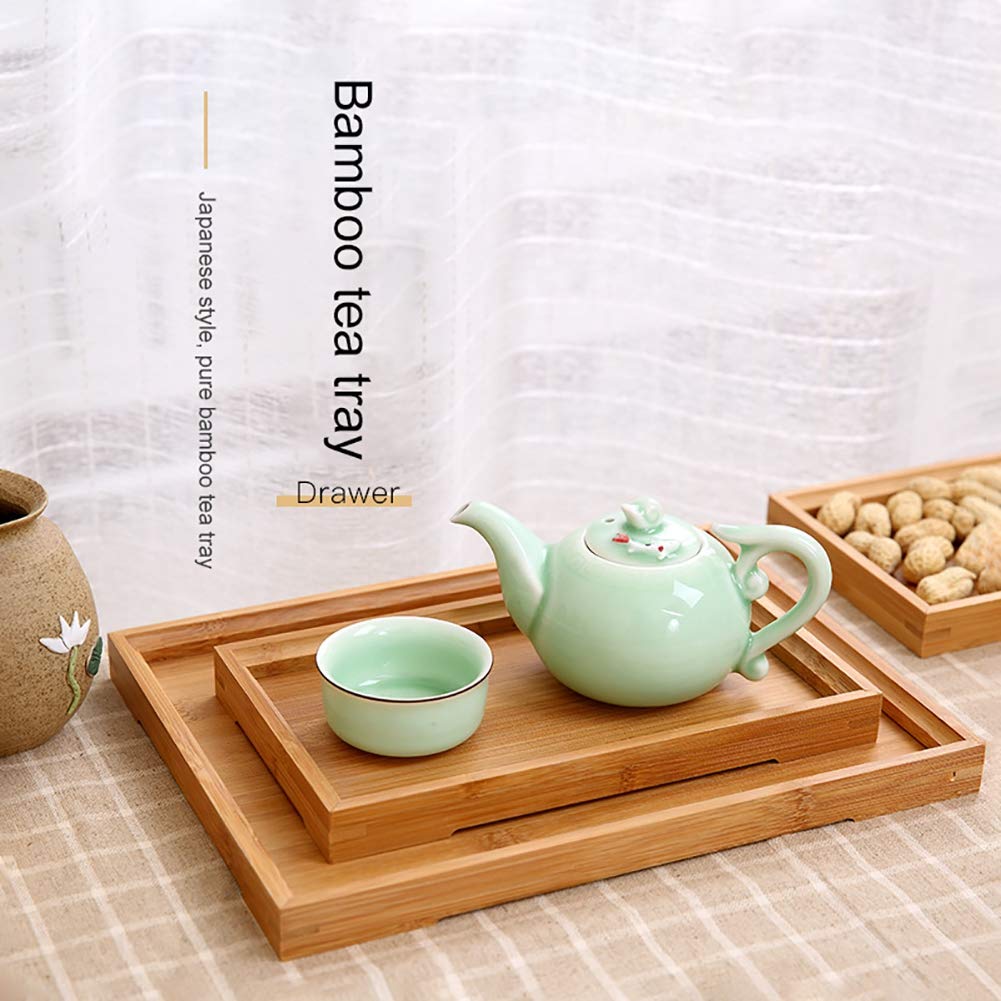 **Forart Rectangle Bamboo Butler Serving Tray with Handles – Solid Bamboo Wood Tray for Breakfast, Coffee, Tea & Snacks – Rustic Ottoman Tray for Dining, Living Room & Bedroom Decor**