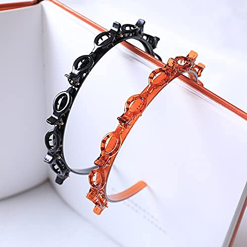APSAMBR 2-Pack Wavy Teeth Comb Headbands - Elastic Hair Hoops for Women & Girls (Black/Brown) | Shiny Hair Accessories for Styling, Parties & Everyday Wear