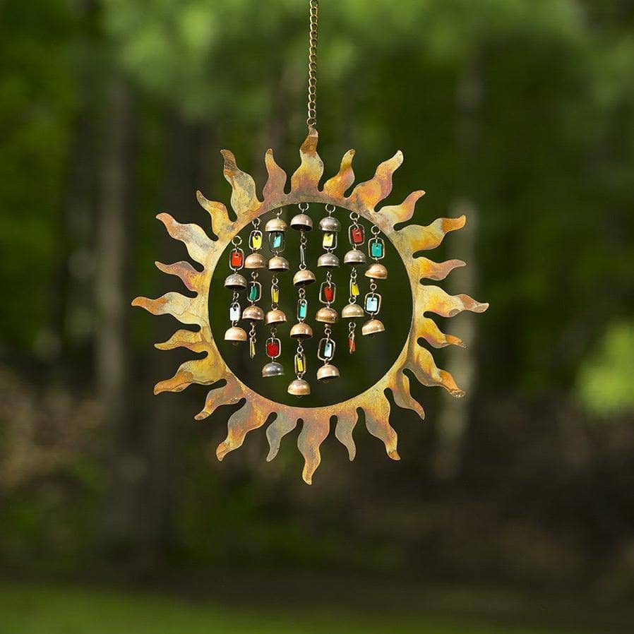 Sun with Dangles Wind Chime - Outdoor Garden Decor, Solar-Powered Hanging Wind Chime for Patio, Yard & Porch - Perfect for Relaxation & Feng Shui