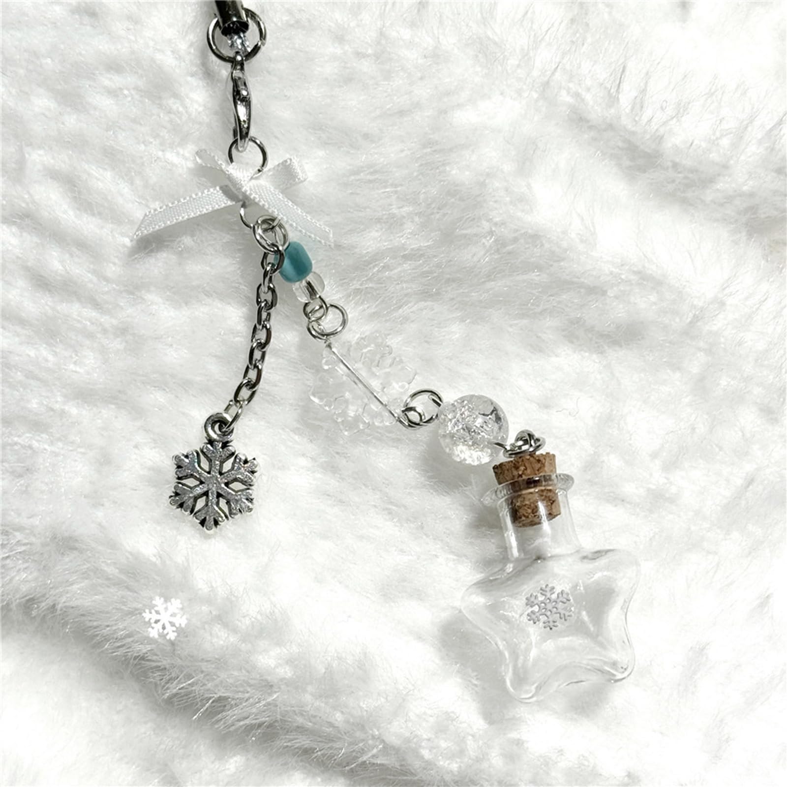 **Cute Snowflake Bottle Pendant - Phone Lanyard, Keychain, Backpack Charm & Car Keys Decoration - Perfect for Gifts, Accessories, and Daily Use**