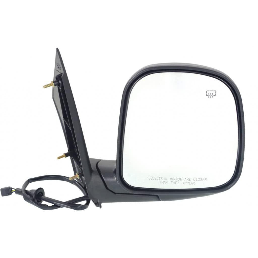 1996-2002 Chevy Express 1500/2500 Passenger Side Power Heated Door Mirror with Textured Black Finish & Convex Glass - Replacement for GM1321228 15768771 | Perfect for Winter Driving & Enhanced Safety