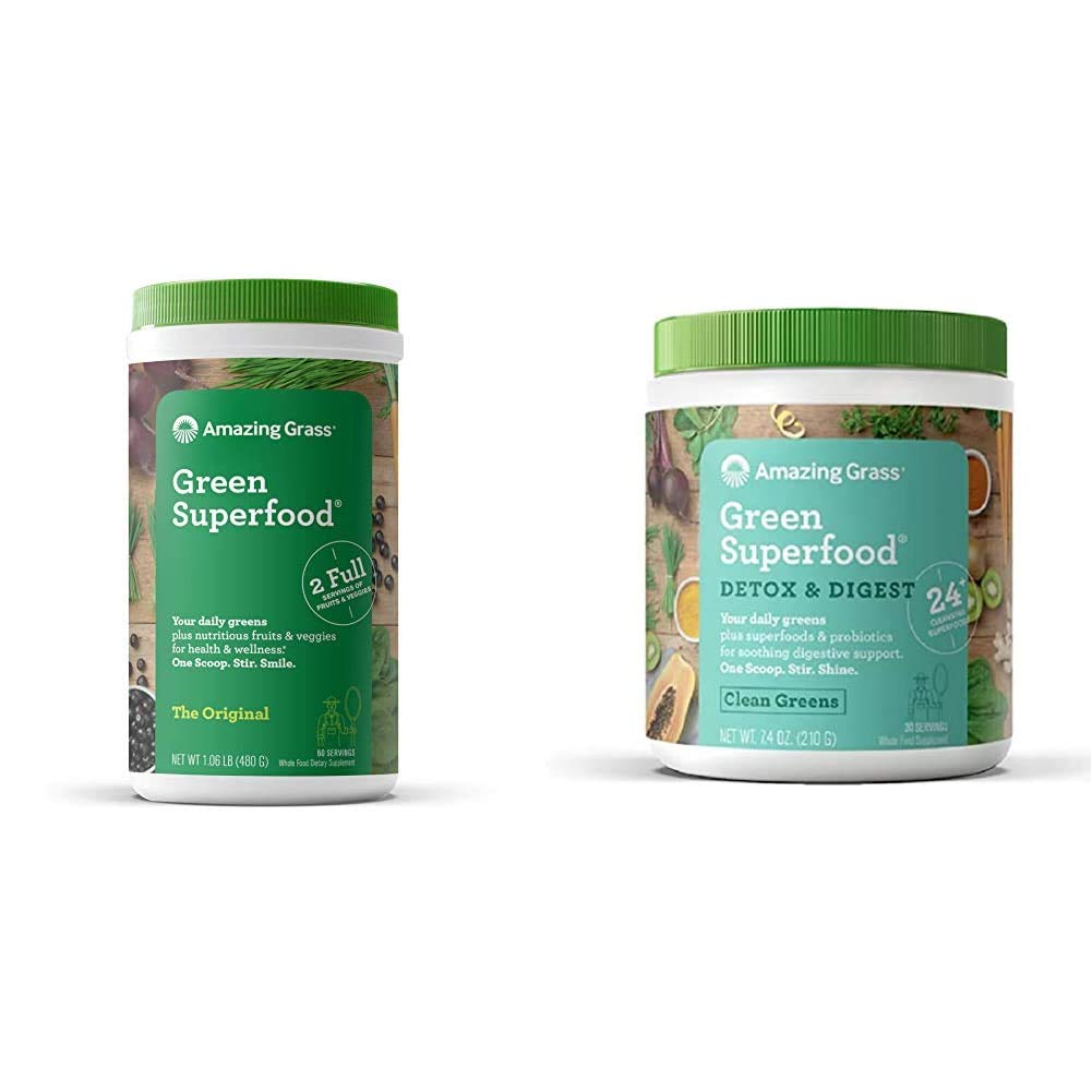 Organic Superfood Greens Powder - Amazing Grass Greens Blend with Detox & Digest Support | Boost Energy, Immunity & Gut Health | Perfect for Smoothies, Juices & Daily Wellness