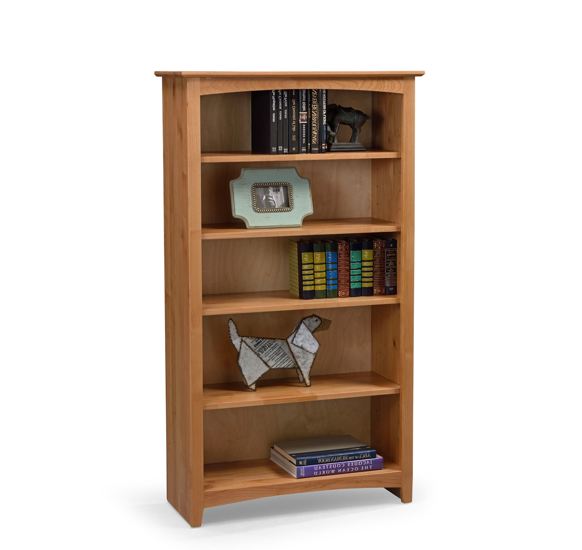 36x60 Alder Wood Shaker Bookcase - Stylish Storage for Home Office, Living Room & Library