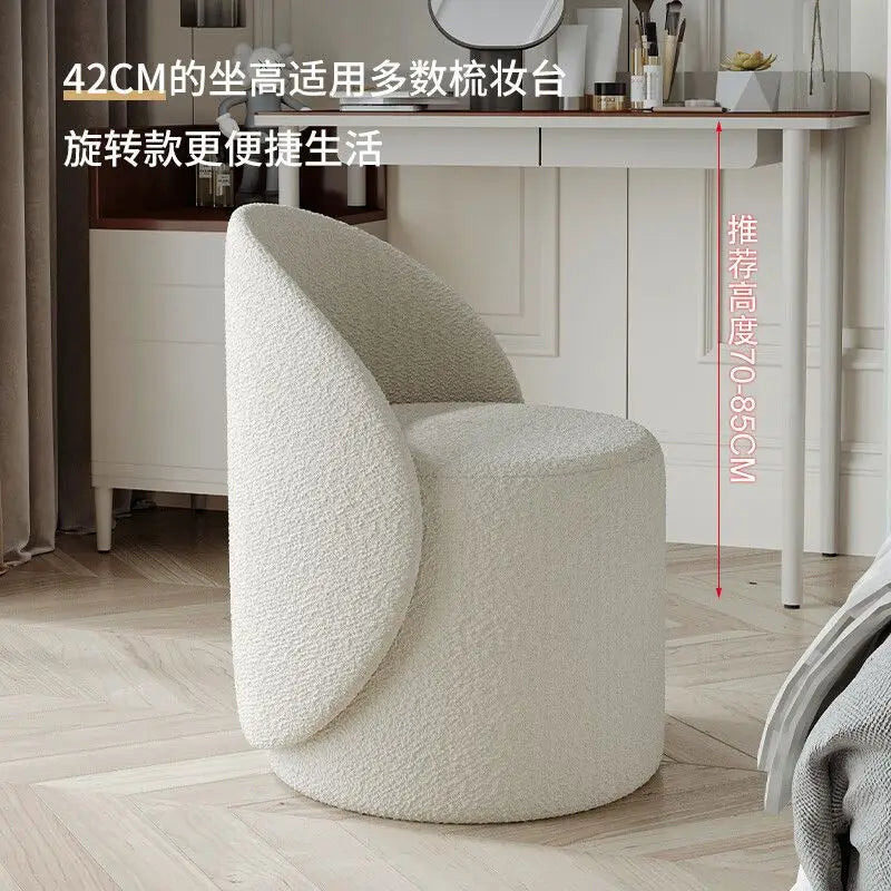 Premium 360° Rotating Lambswool Fabric Stool - Soft & Durable Home Office Chair for Living Room, Bedroom, or Workspace