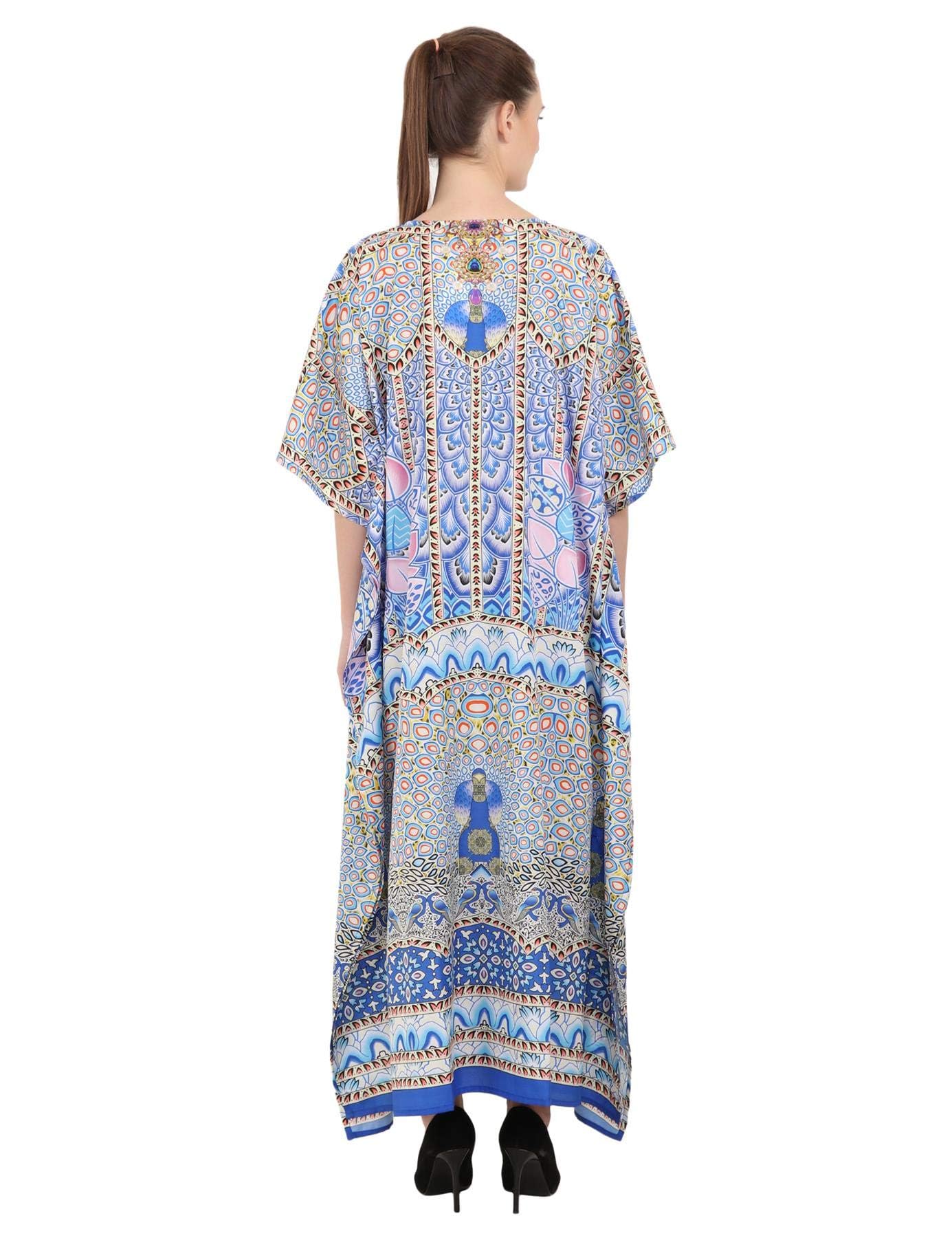 Miss Lavish London Women's Kaftan Tunic Kimono Maxi Dress - Flowy Summer Beach Cover Up Dress for Women Plus Size 0X-5X | Perfect for Vacations, Pool Parties & Boho Fashion