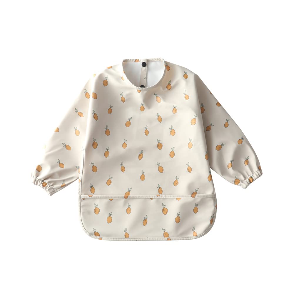 Waterproof Baby Bibs for Infants & Toddlers - Long Sleeve Feeding Bib with Food Catcher | Super Soft, Wipe Clean | Perfect for Messy Mealtime & Baby-Led Weaning