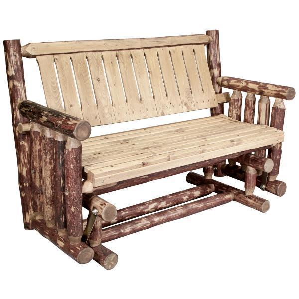 Glacier Country Log Glider - Handcrafted Wooden Porch Swing for Outdoor Relaxation | Perfect for Patio, Garden & Backyard Decor