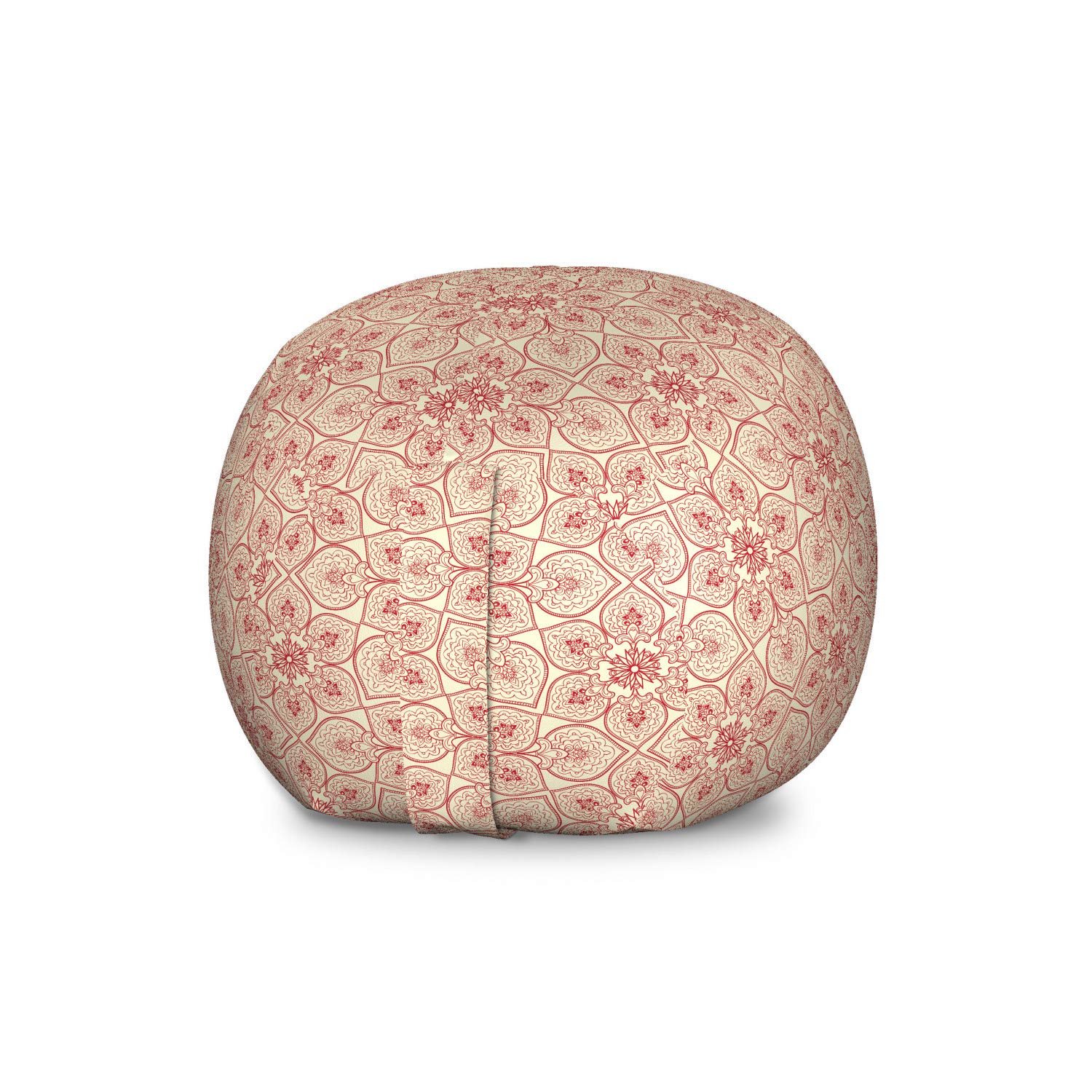 Ambesonne Large Toy Storage Bag Chair - Bohemian Floral Design Stuffed Animal Organizer, Washable Red & Cream Fabric - Perfect for Kids' Room, Playroom & Nursery Organization