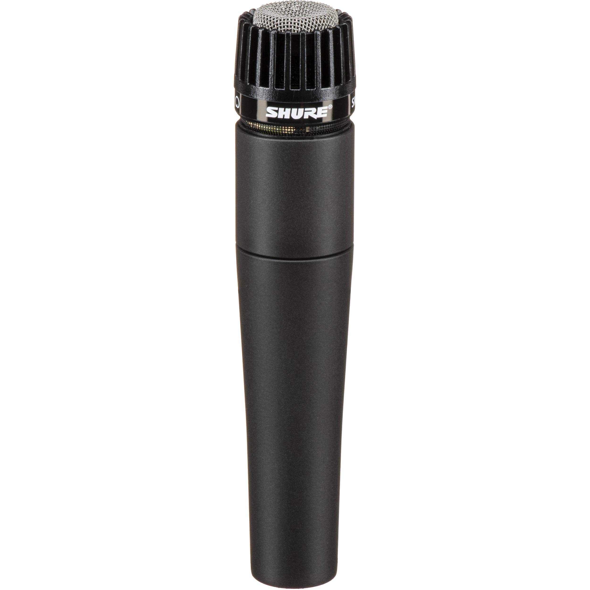 Shure SM57-LC Cardioid Dynamic Instrument Microphone with 2 XLR Cables - Professional Studio Recording, Live Performances & Podcasting for Guitar, Drums & Vocals