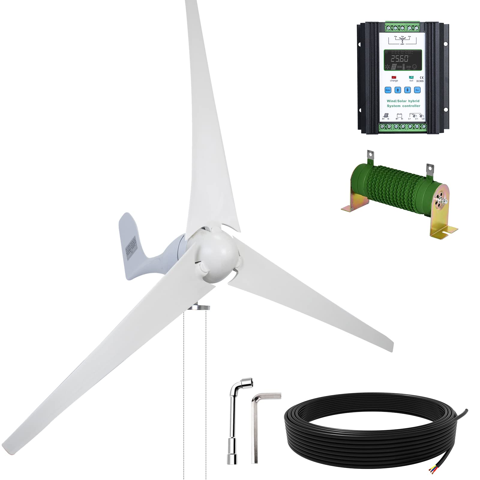 ECO-WORTHY 400W Wind Turbine Generator Power Kit with 40A PWM Solar Wind Hybrid Controller - Renewable Energy System for Home, Monitoring, Streetlight, Boat & Off-Grid Power Supply | Perfect for Remote Cabins, RV Living & Emergency Backup Power