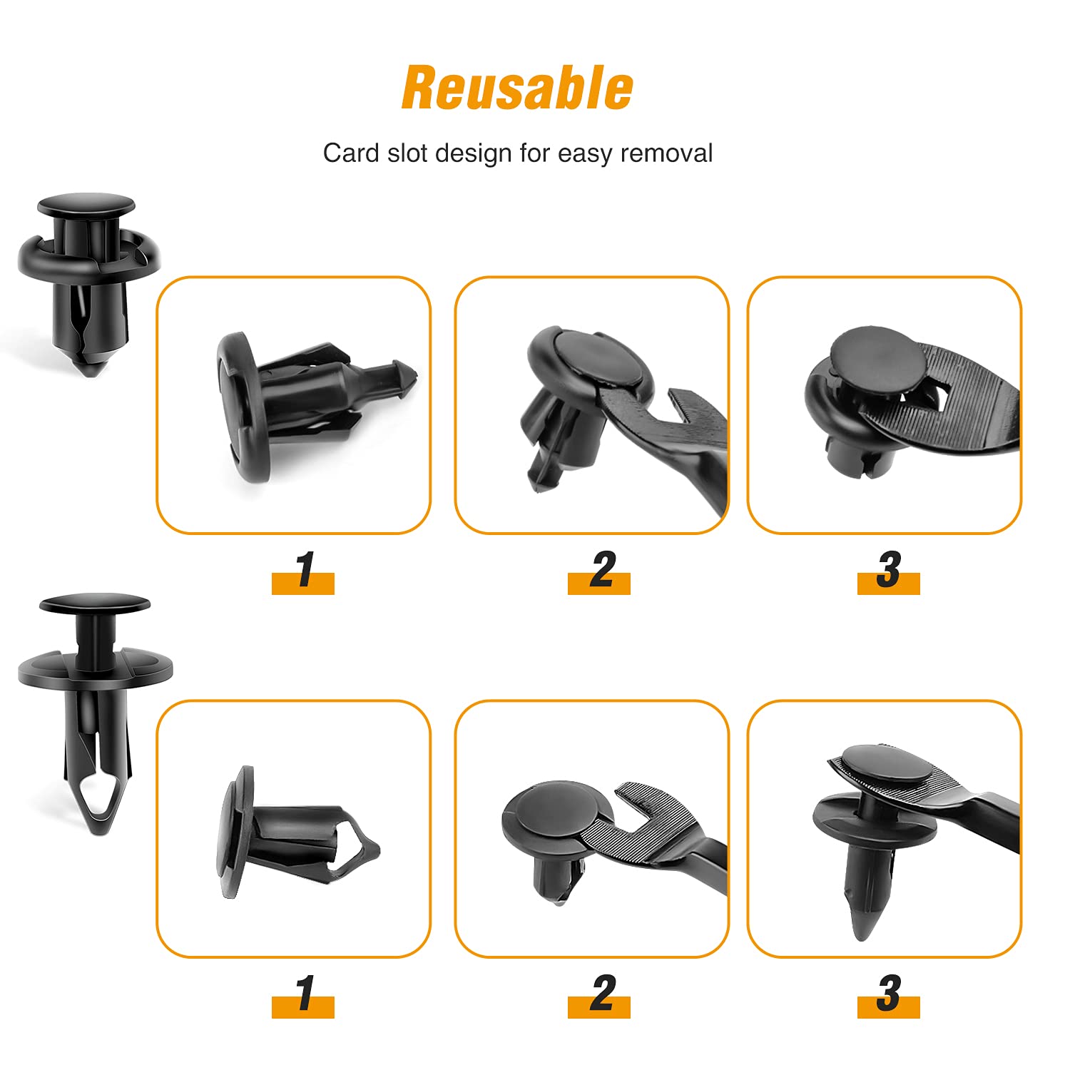 GOOACC 150-Piece Universal Push-Type Bumper Fastener Kit with Removal Tool - Auto Fender Rivet Clips for Car Bumper Repair & Replacement - Perfect for DIY Auto Body Maintenance & Professional Garage Use